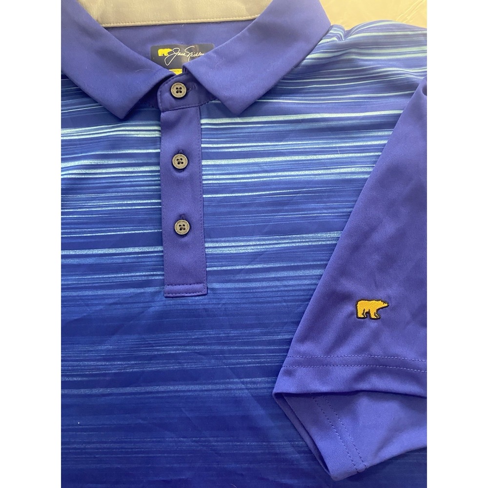 Men's Jack Nicklaus Blue Hombre Golf/ Active Wear 3‎ Button Polo-Size Lrg